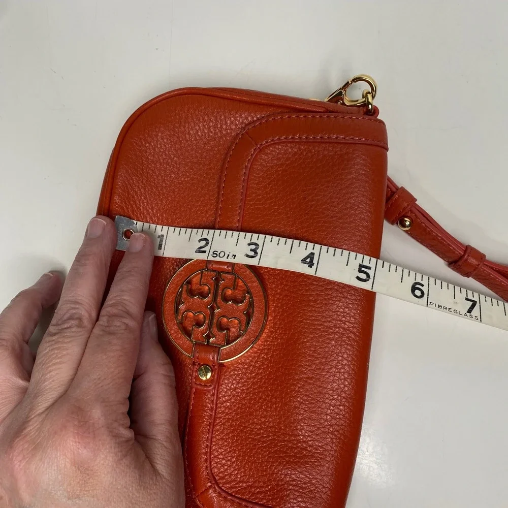 Tory Burch‎ Amanda Burnt Orange Pebbled Leather Mini Crossbody Preppy Coconut